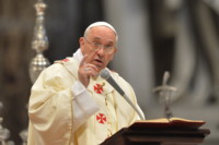 Pope Francis speaks during the ordination of new priests at St Peter's basilica on May 11, 2014 at the Vatican.   AFP PHOTO / ANDREAS SOLARO        (Photo credit should read ANDREAS SOLARO/AFP/Getty Images)